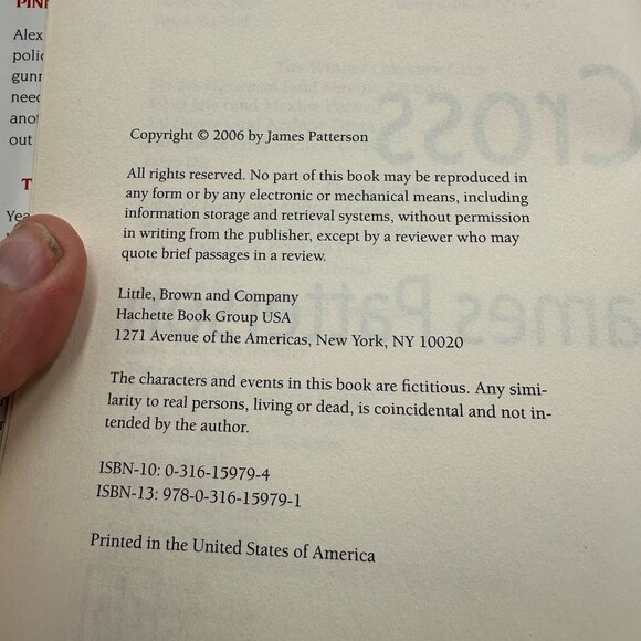 James Patterson Cross Hardcover 2006 Psychological Thriller Alex Cross Series - Picture 3 of 3